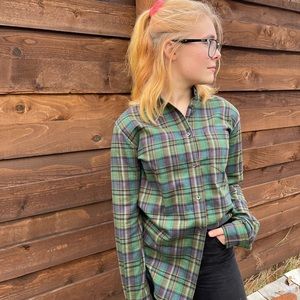 Filson women Shelton banded collar long sleeve button shirt